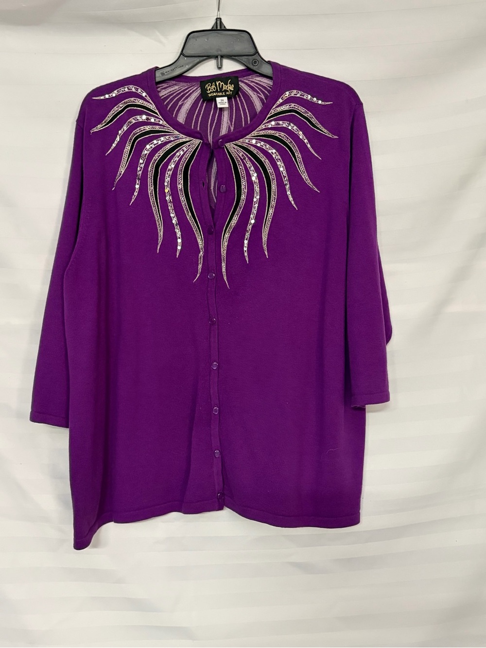 Bob Mackie Purple Cardigan with Silver Embellishment